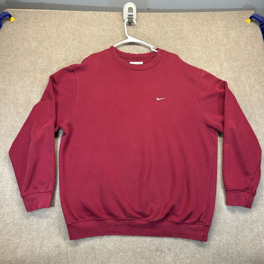 Nike Vintage y2k Crewneck Sweatshirt Men's XL Maroon Red Pullover Mini Swoosh